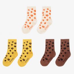 ميني روديني-جوارب قطن عضوي لون أصفر وبني وعاجي (عدد 3) | Childrensalon Outlet
