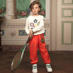 Mini Rodini-Red Rabbit Print FILA Joggers | Childrensalon Outlet