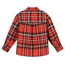 ميني روديني-قميص تارتان قطن عضوي فلانيل كاروهات لون أحمر | Childrensalon Outlet