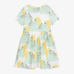Mini Rodini-White & Green Unicorn Dress | Childrensalon Outlet