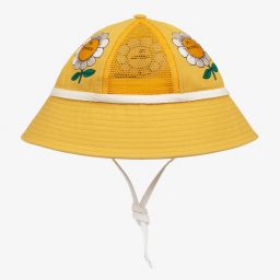 Mini Rodini-قبعة قطن عضوي تويل وشبك لون أصفر للبنات | Childrensalon Outlet
