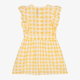 Mini Rodini-Yellow Gingham Cotton Dress | Childrensalon Outlet