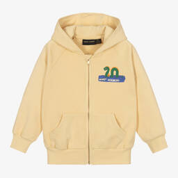 Mini Rodini-توب هودي بسحّاب قطن عضوي لون أصفر | Childrensalon Outlet