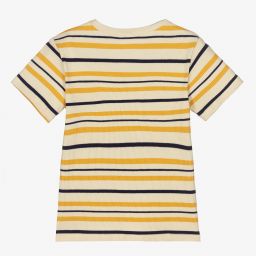 Mini Rodini-تيشيرت قطن عضوي جيرسي مقلم لون أصفر وكحلي للبنات | Childrensalon Outlet