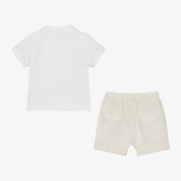 Mintini Baby-Baby Boys Beige Cotton & Linen Shorts Set | Childrensalon Outlet