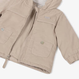Mintini Baby-Baby Boys Beige Needlecord Hooded Jacket  | Childrensalon Outlet