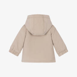 Mintini Baby-Baby Boys Beige Needlecord Hooded Jacket  | Childrensalon Outlet