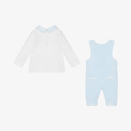 Mintini Baby-Baby Boys Blue Cotton Dungaree Set | Childrensalon Outlet