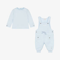 مينتيني بيبي-Baby Boys Blue Cotton Dungaree Set | Childrensalon Outlet
