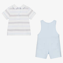 Mintini Baby-Baby Boys Blue Cotton Dungaree Shorts Set | Childrensalon Outlet