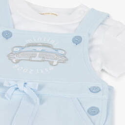 Mintini Baby-Baby Boys Blue Cotton Dungaree Shorts Set | Childrensalon Outlet