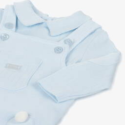 Mintini Baby-Baby Boys Blue Cotton Puppy Dungaree Set | Childrensalon Outlet