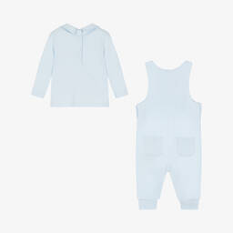 Mintini Baby-Baby Boys Blue Cotton Puppy Dungaree Set | Childrensalon Outlet