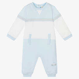 Mintini Baby-Baby Boys Blue Cotton Romper | Childrensalon Outlet