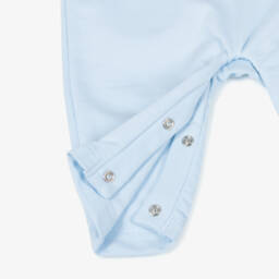 Mintini Baby-Baby Boys Blue Cotton Romper with Teddy Fleece Detailing | Childrensalon Outlet