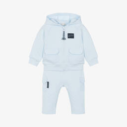 Mintini Baby-Baby Boys Blue Cotton Tracksuit | Childrensalon Outlet