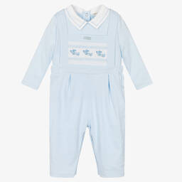 Mintini Baby-Baby Boys Blue Dungaree Set | Childrensalon Outlet