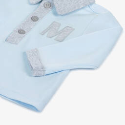 Mintini Baby-Baby Boys Blue & Grey Cotton Trouser Set | Childrensalon Outlet