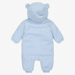 Mintini Baby-Baby Boys Blue Teddy Fleece Pramsuit | Childrensalon Outlet