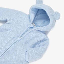 Mintini Baby-Baby Boys Blue Teddy Fleece Pramsuit | Childrensalon Outlet