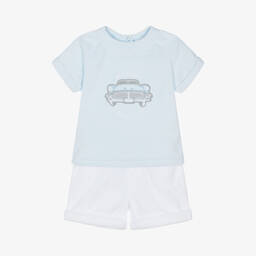 Mintini Baby-Baby Boys Blue Towelling Shorts Set | Childrensalon Outlet