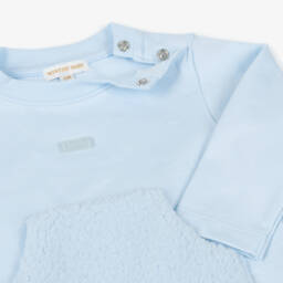 Mintini Baby-Baby Boys Blue Trouser Set with Teddy Fleece Detailing | Childrensalon Outlet