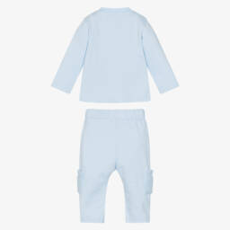 Mintini Baby-Baby Boys Blue Trouser Set with Teddy Fleece Detailing | Childrensalon Outlet