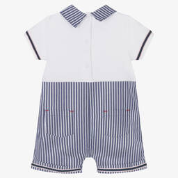 Mintini Baby-Baby Boys Blue & White Cotton Shortie | Childrensalon Outlet