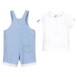 Mintini Baby-Baby Boys Dungaree Shorts Set | Childrensalon Outlet