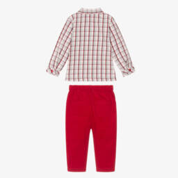 Mintini Baby-Baby Boys Grey & Red Check Trouser Set | Childrensalon Outlet