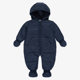 Mintini Baby-Baby Boys Navy Blue Reversible Snowsuit | Childrensalon Outlet