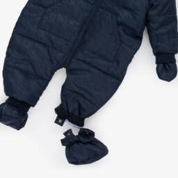 Mintini Baby-Baby Boys Navy Blue Reversible Snowsuit | Childrensalon Outlet