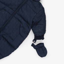 Mintini Baby-Baby Boys Navy Blue Reversible Snowsuit | Childrensalon Outlet