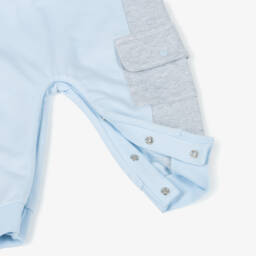 Mintini Baby-Baby Boys Pale Blue & Grey Dunagrees Set | Childrensalon Outlet