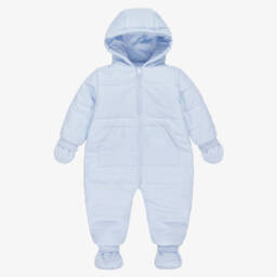 Mintini Baby-Baby Boys Pale Blue Reversible Snowsuit | Childrensalon Outlet