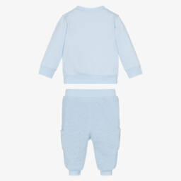 Mintini Baby-Baby Boys Pale Blue Teddy Fleece Trouser Set | Childrensalon Outlet