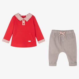 مينتيني بيبي-Baby Boys Red & Grey Trouser Set | Childrensalon Outlet