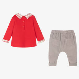 مينتيني بيبي-Baby Boys Red & Grey Trouser Set | Childrensalon Outlet