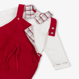 Mintini Baby-Baby Boys Red Needlecord Dungarees Set | Childrensalon Outlet