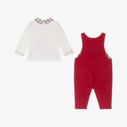 Mintini Baby-Baby Boys Red Needlecord Dungarees Set | Childrensalon Outlet