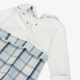 Mintini Baby-Baby Boys White & Blue Cotton Tartan Shortie | Childrensalon Outlet