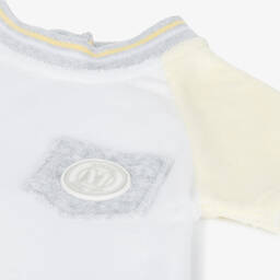 مينتيني بيبي-Baby Boys White & Grey Towelling Trouser Set | Childrensalon Outlet