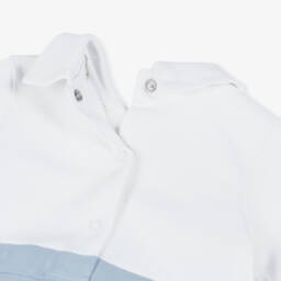 Mintini Baby-Baby Boys White & Pale Blue Corduory Romper | Childrensalon Outlet