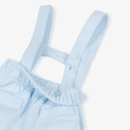 Mintini Baby-Baby Boys White & Pale Blue Dungaree Set | Childrensalon Outlet