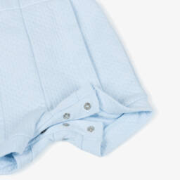 Mintini Baby-Baby Boys White & Pale Blue Dungaree Set | Childrensalon Outlet