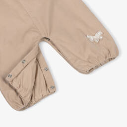 Mintini Baby-Baby Girls Beige Corduroy Dungaree Set | Childrensalon Outlet