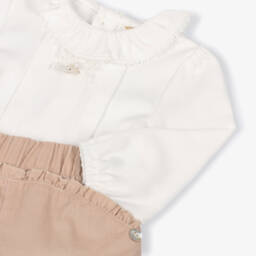 Mintini Baby-Baby Girls Beige Corduroy Shorts Set | Childrensalon Outlet