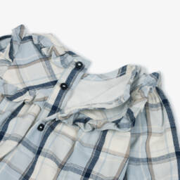 Mintini Baby-Baby Girls Blue & White Cotton Tartan Shortie | Childrensalon Outlet