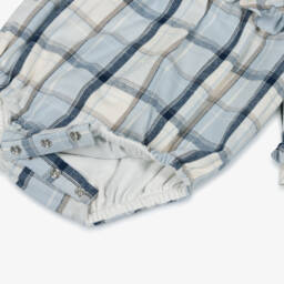 Mintini Baby-Baby Girls Blue & White Cotton Tartan Shortie | Childrensalon Outlet