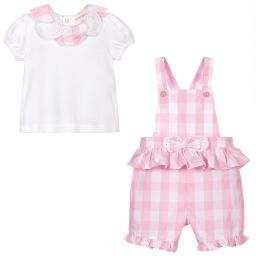 Mintini Baby-Baby Girls Dungaree Shorts Set | Childrensalon Outlet